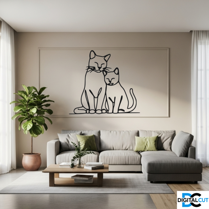Zestaw 30 kotów line art – pliki DXF, DWG, SVG do cięcia i druku